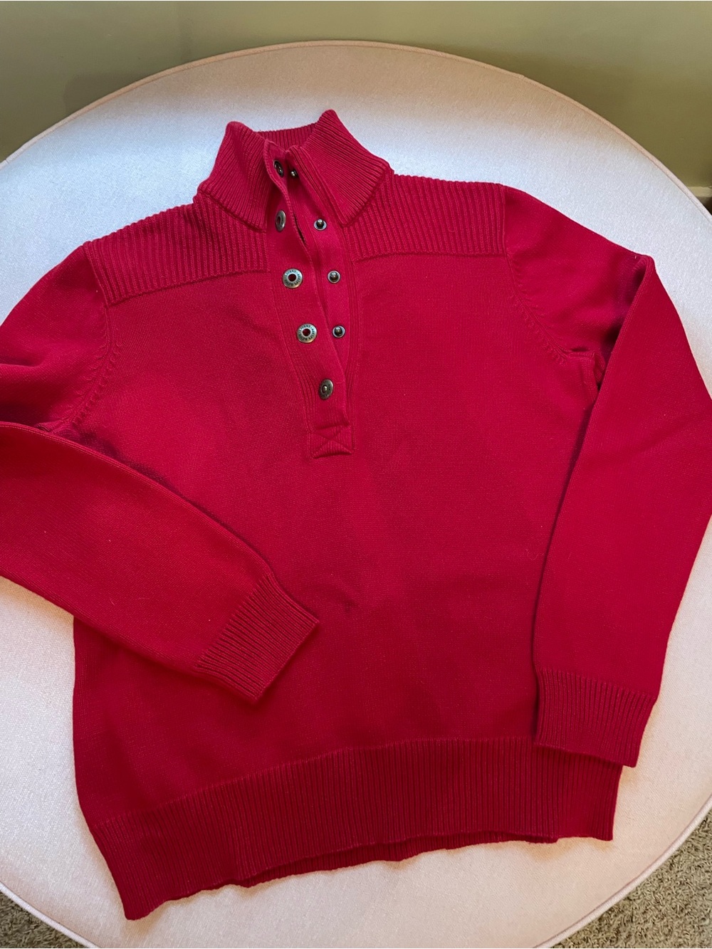 Lauren Ralph Lauren Red Women's Crewneck Button Pullover Sweater